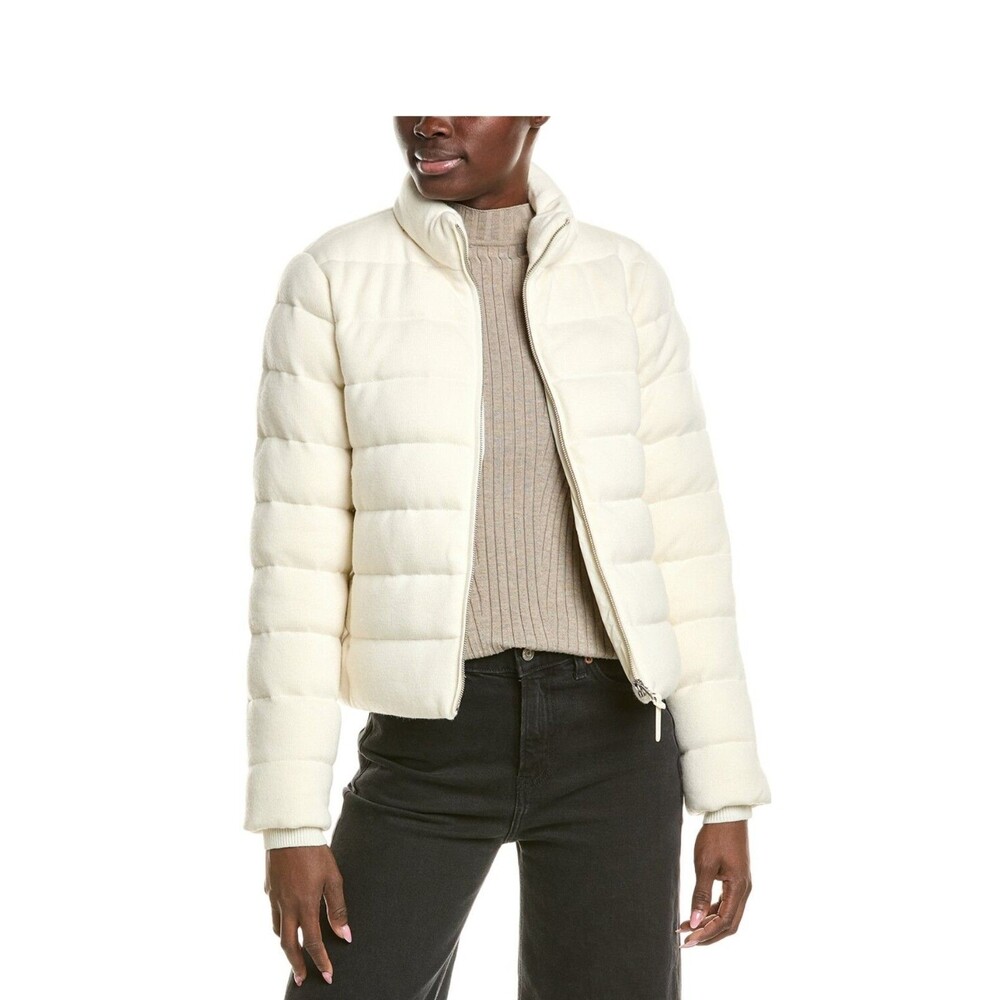 NWT Mackage Melia Down Jacket Cream Wool Cashmere Goose Down L $1490